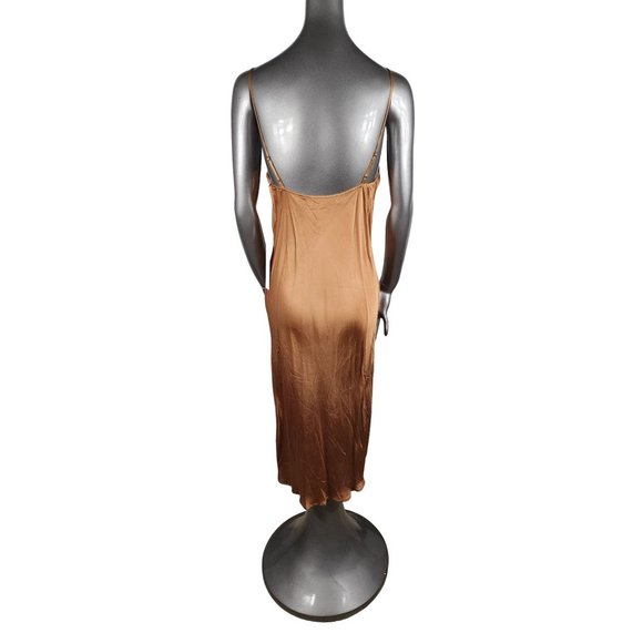 Young Fabulous & Broke NWT Brown Drape Slip Dress YFB Medium - Picture 4 of 6